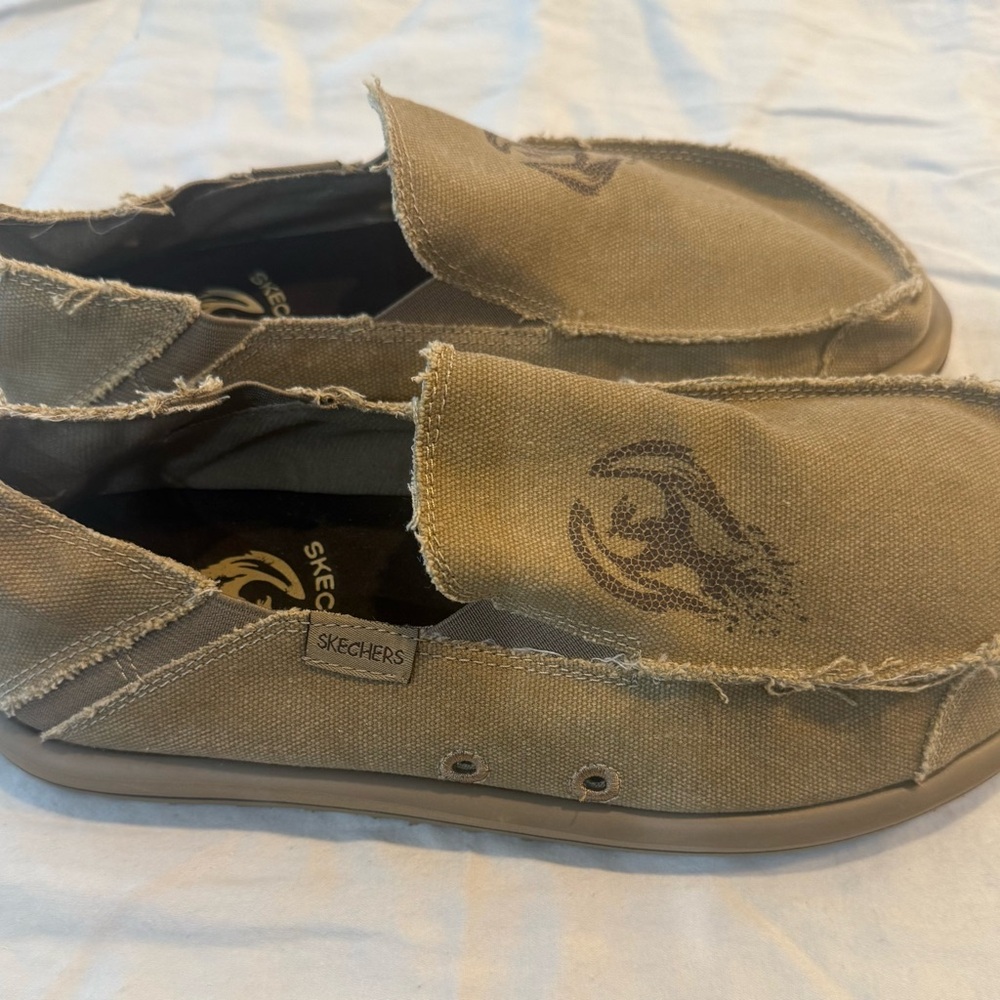 Skechers Tan Canvas Slip-On Loafers - Picture 2 of 8